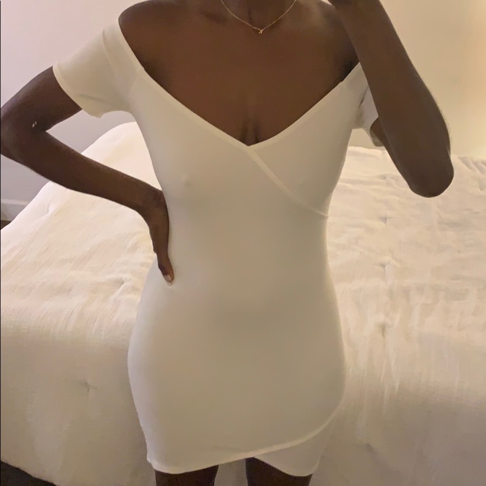 Off the shoulder body con dress